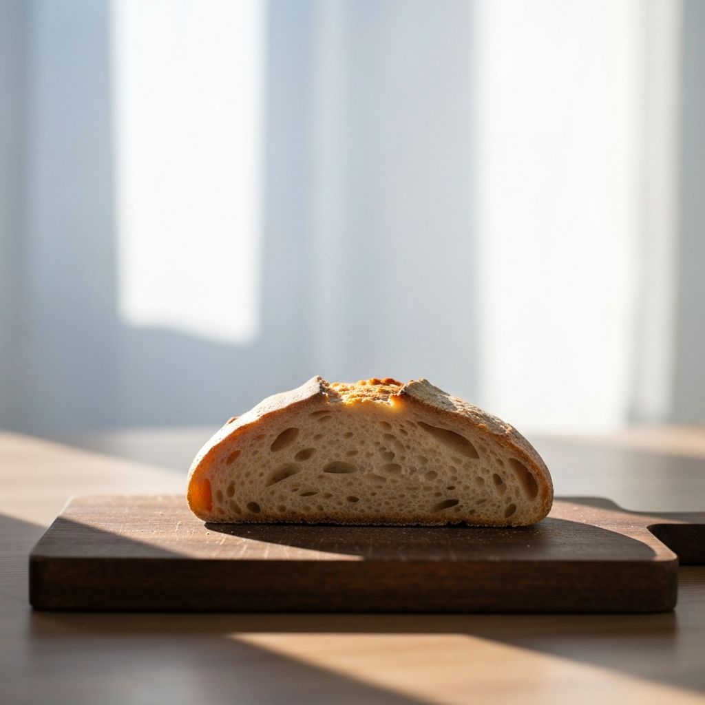 Slice of sourdough bread on dark board